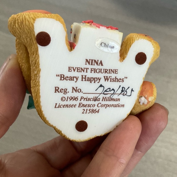 NIB CHERISHED TEDDIES NINA BEAR WITH BALLOONS #215864 1996 BEARY HAPPY WISHES - Picture 6 of 8